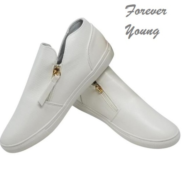 Forever Young Shoes - Women Walking Shoes, Fashion Zipper Sneakers, SN-2808, White